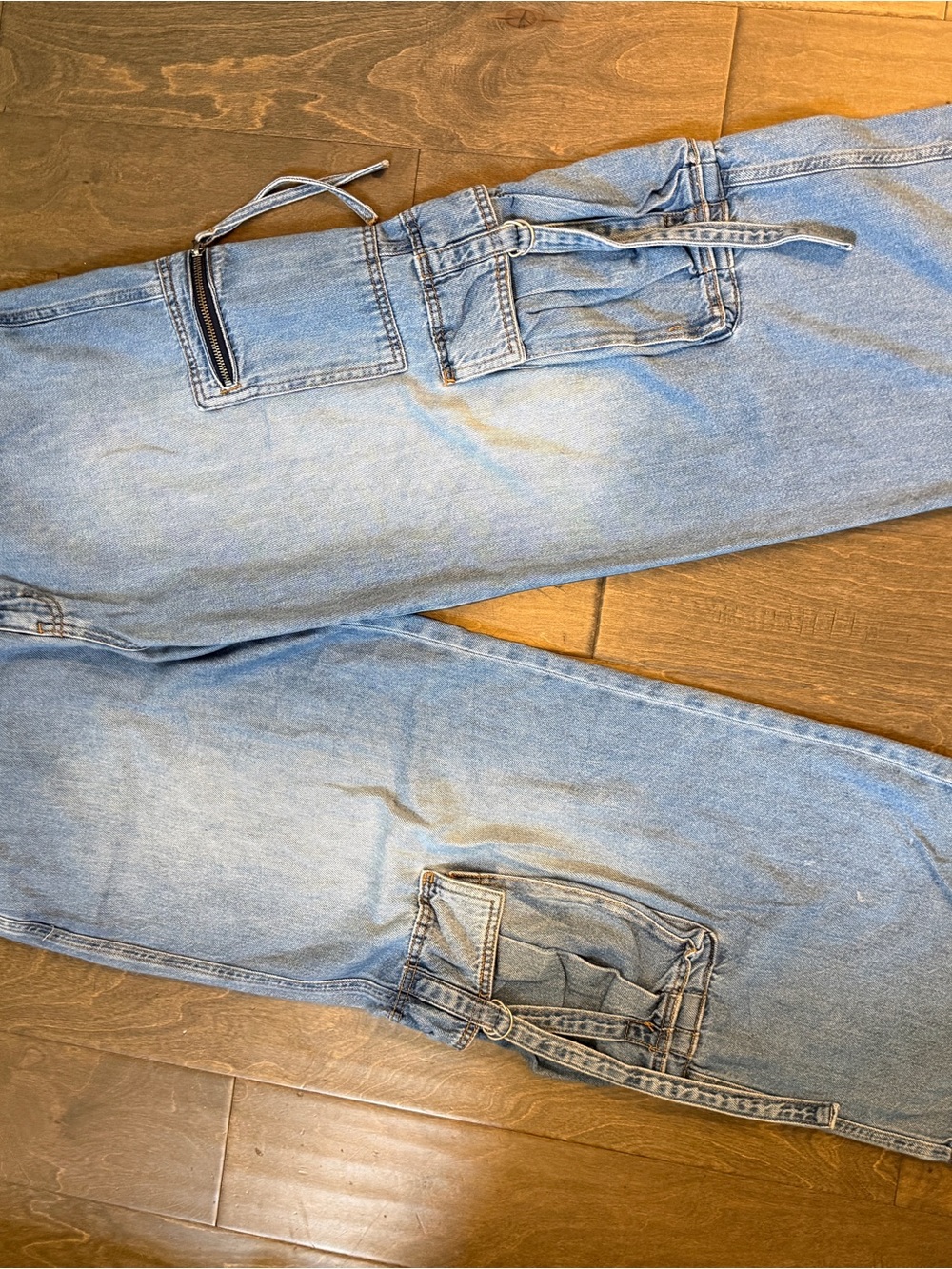 wild fable Light Blue Wide-Leg Cargo Jeans